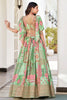 Vibrant Mint Green Chinnon Silk Digital Print Designer Lehenga Choli with Embroidered Blouse and Dupatta
