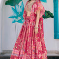 Radiant Rani Pink Chinnon Silk Digital Print Designer Lehenga Choli with Embroidered Blouse and Dupatta