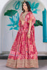 Radiant Rani Pink Chinnon Silk Digital Print Designer Lehenga Choli with Embroidered Blouse and Dupatta