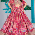Radiant Rani Pink Chinnon Silk Digital Print Designer Lehenga Choli with Embroidered Blouse and Dupatta