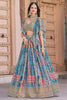 Captivating Sky Blue Chinnon Silk Digital Print Designer Lehenga Choli with Embroidered Blouse and Dupatta