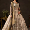 Regal Beige Fendy Silk Designer Lehenga Choli with Heavy Gold Embroidery and Zari Work Dupatta