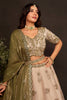 Magnificent Beige Fendy Silk Designer Lehenga Choli with Heavy Gold Embroidery and Dupatta