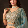 Luxurious Beige Fendy Silk Designer Lehenga Choli with Heavy Gold Embroidery and Dupatta