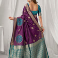 Regal Purple Soft Silk Saree with Zari Woven Work for Women