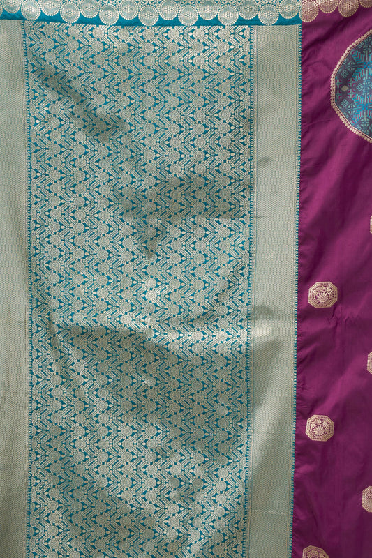 Regal Purple Soft Silk Saree with Zari Woven Work for Women