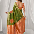 Exquisite Olive Green Soft Silk Saree with Zari Woven Work for Women