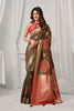 Sophisticated Brown Soft Silk Saree with Red Zari Woven Work for Women