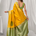 Radiant Mustard Yellow Soft Silk Saree Zari Woven Work for Women