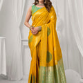 Radiant Mustard Yellow Soft Silk Saree Zari Woven Work for Women