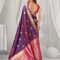 Enchanting Purple Soft Silk Saree with Zari Woven Work for Women