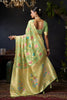 Exquisite Pista Green Organza Khadi Saree Weaving Zari Border for Women
