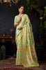 Exquisite Pista Green Organza Khadi Saree Weaving Zari Border for Women