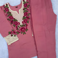 Stylish Pink Rayon Co-Ord Set for Women with Floral Embroidery and Thread Work