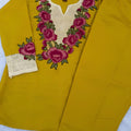 Vibrant Yellow Rayon Co-Ord Set for Women with Floral Embroidery and Thread Work