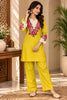 Vibrant Yellow Rayon Co-Ord Set for Women with Floral Embroidery and Thread Work