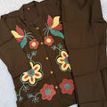 Stylish Brown Nylon Co-Ord Set for Women with Multicolor Floral Embroidery Work