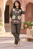 Stylish Brown Nylon Co-Ord Set for Women with Multicolor Floral Embroidery Work