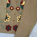 Elegant Beige Nylon Co-Ord Set for Women with Multicolor Floral Embroidery Work