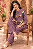Stunning Mauve Purple Nylon Co-Ord Set for Women with Multicolor Floral Embroidery Work