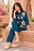 Captivating Teal Blue Nylon Co-Ord Set for Women with Multicolor Floral Embroidery Work