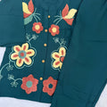 Captivating Teal Blue Nylon Co-Ord Set for Women with Multicolor Floral Embroidery Work