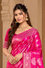 Radiant Rani Pink Satin Silk Saree with Weaving and Zalar Work for Women