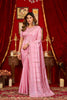 Graceful Baby Pink Prada Silk Saree with Heavy Beads Work for Women