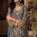 Elegant Grey Designer Palazzo Suit with Embroidered Beads Work and Dupatta for Women