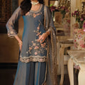 Elegant Grey Designer Palazzo Suit with Embroidered Beads Work and Dupatta for Women