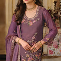 Captivating Mauve Designer Palazzo Suit with Embroidered Beads Work and Dupatta for Women