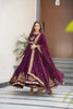 Regal Maroon Faux Georgette Embroidered Designer Gown with Thread Work and Dupatta