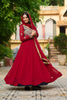 Exquisite Maroon Faux Georgette Designer Gown with Multi Thread Work and Dupatta