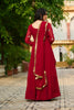 Exquisite Maroon Faux Georgette Designer Gown with Multi Thread Work and Dupatta
