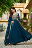 Majestic Teal Blue Faux Georgette Designer Gown with Multi Thread Work and Dupatta