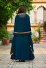 Majestic Teal Blue Faux Georgette Designer Gown with Multi Thread Work and Dupatta
