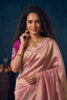 Beautiful Pink Organza Saree with Floral Embroidery and Jarkan Work for Women