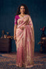 Beautiful Pink Organza Saree with Floral Embroidery and Jarkan Work for Women