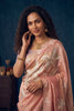 Premium Peach Pink Organza Saree Floral Embroidery and Jarkan Work for Women