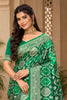 Elegant Green Satin Silk Woven Saree For Woman