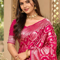 Charming Rani Pink Satin Silk Woven Designer Saree for Women