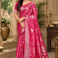 Charming Rani Pink Satin Silk Woven Designer Saree for Women