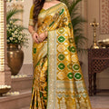 Radiant Mustard Yellow Satin Silk Woven Designer Saree for Women