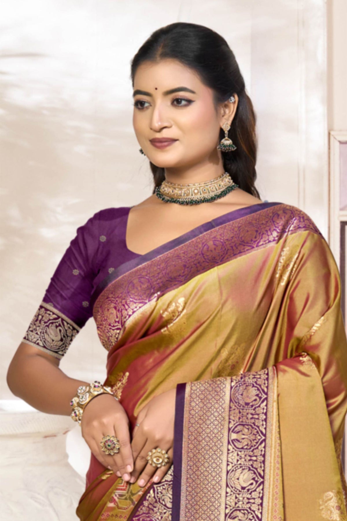 Regal Golden Mustard Soft Silk Woven Designer Saree for Women