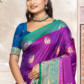 Vibrant Purple Soft Silk Woven Designer Saree for Women