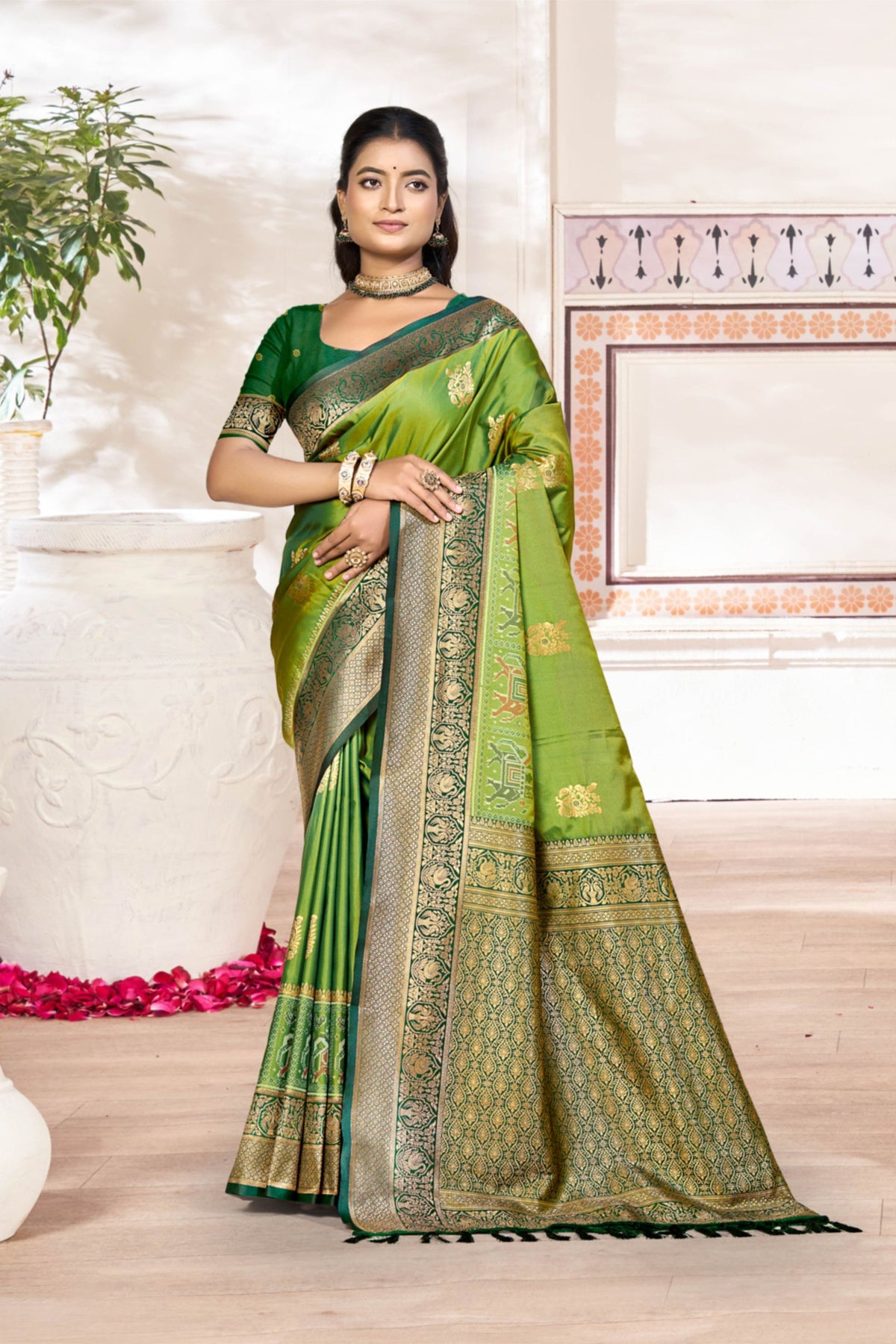 Lustrous Parrot Green Soft Silk Woven Designer Saree for Women