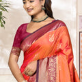 Stylish Orange Soft Silk Woven Designer Saree for Women