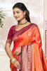 Stylish Orange Soft Silk Woven Designer Saree for Women
