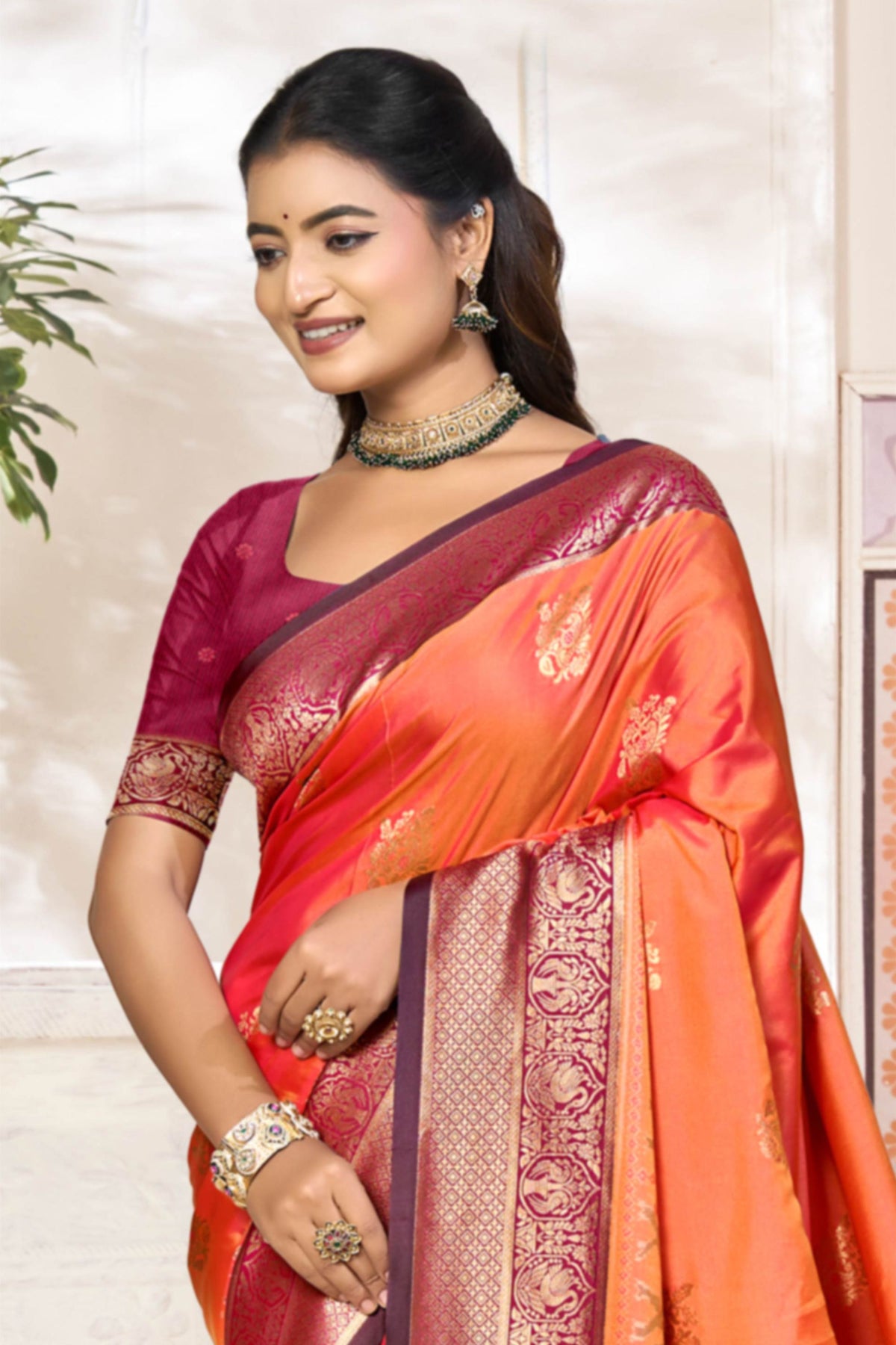Stylish Orange Soft Silk Woven Designer Saree for Women