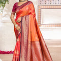 Premium Orange Soft Silk Woven Designer Saree for Women